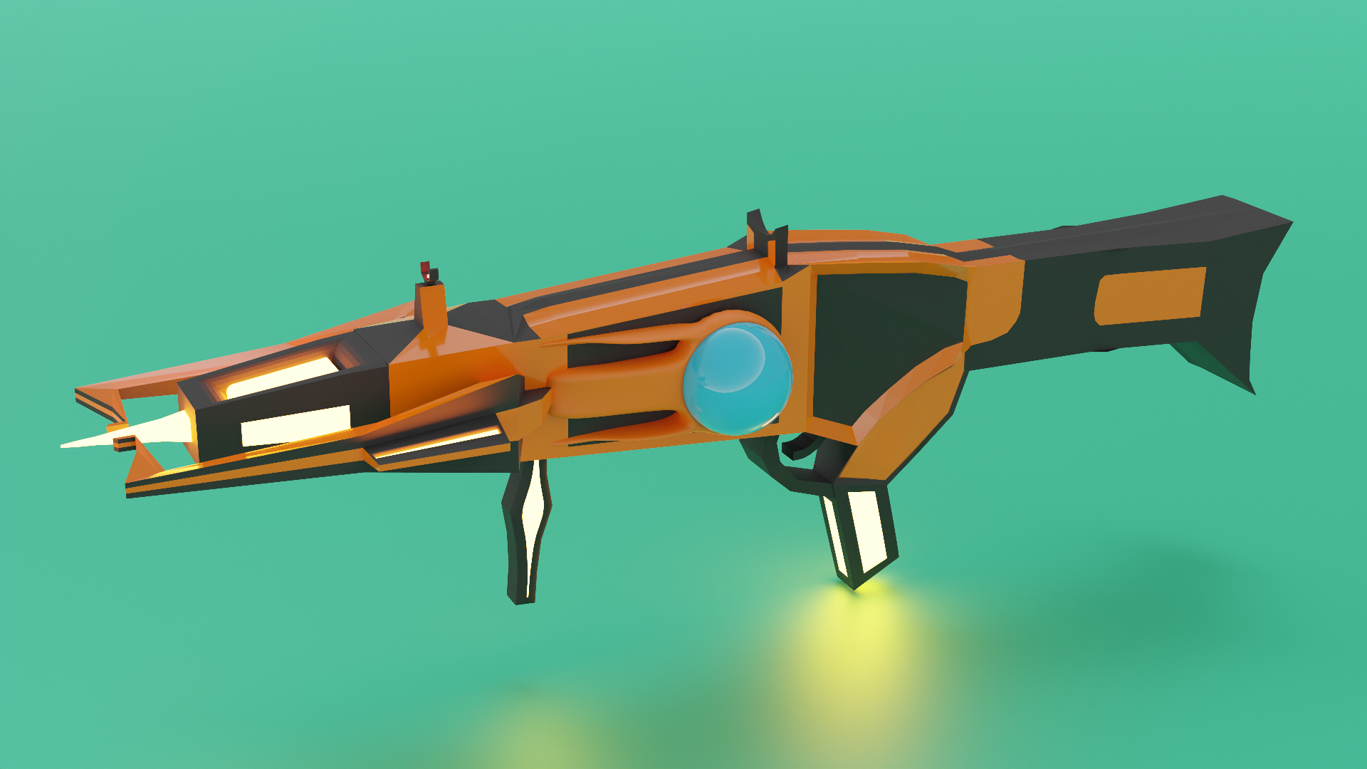 low poly gun final render